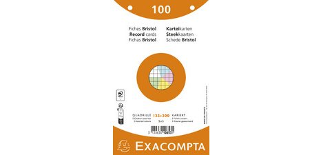 Pk100 Exa Rec Card 12.5x20cm Square Ast - Assorted colours