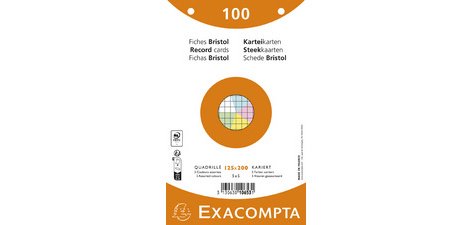 Fiches bristol, 170 x220 mm, quadrillé, blanc