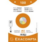 Paquet de 100 fiches sous film - Bristol ligné non perforé 148x210mm - Couleurs assorties