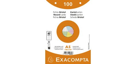 Fiches bristol, A5, ligné, bleu azur