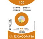 Paquet de 100 fiches sous film - Bristol ligné non perforé 148x210mm - Couleurs assorties