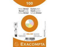 Paquet de 100 fiches sous film - Bristol UNI non perforé 105x148mm - Couleurs assorties
