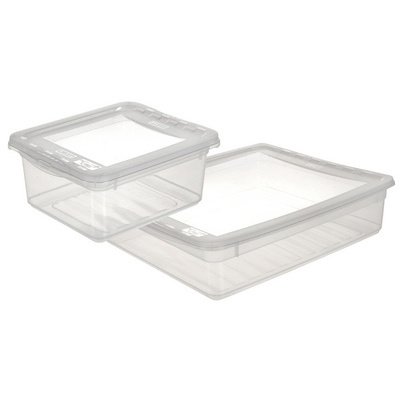 Boîte de rangement 'bea', 30 L plat, PP, transparent