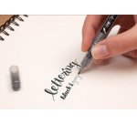 Tombow Stylo de calligraphie Fudenosuke Twin, noir/gris