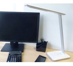 Lampe de bureau à LED JAZZ, blanc / gris métallisé