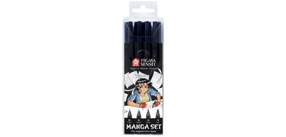 Kit Manga PIGMA SENSEI, Etui mit 4, Schwarz