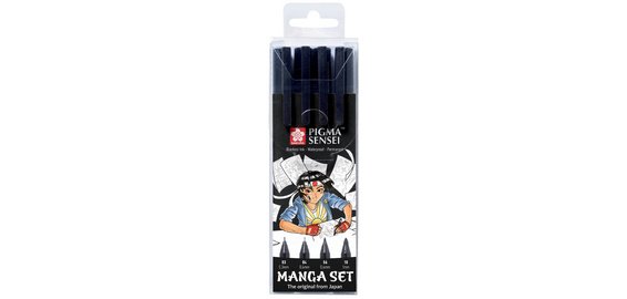 Kit Manga PIGMA SENSEI zwart - etui van 4 stuks
