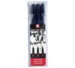 Stylo pinceau PIGMA BRUSH, étui de 3, noir