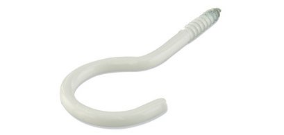 Crochet plafond, cintré, 50 x 3,3 mm, blanc, 15 pièces