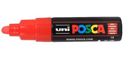 Marqueur peinture posca pc7m pointe large conique encre    inodore couvrante miscible    tous supports coloris rouge