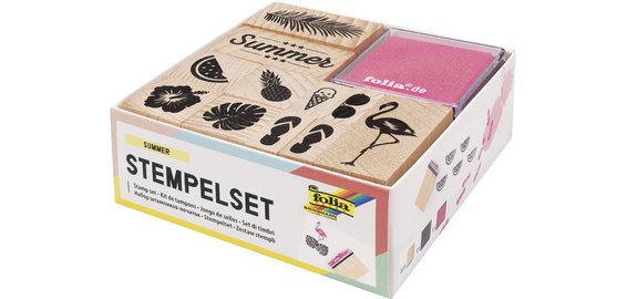 Set de tampons en bois 'Summer', 13 pièces