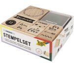 Set de tampons en bois 'Handmade', 13 pièces