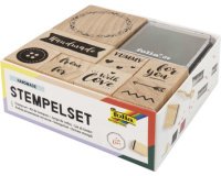 Set de tampons en bois 'Handmade', 13 pièces