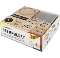 Set de tampons en bois 'Handmade', 13 pièces