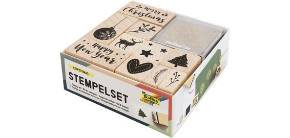 Set de tampons en bois 'Christmas', 12 pièces