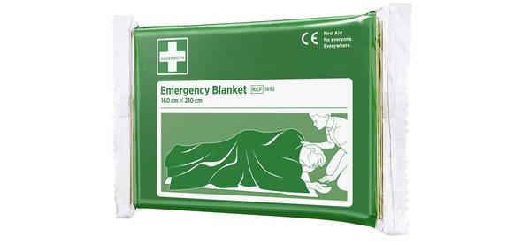 Couverture de survie, 1600 x 2100 mm, argent/or,