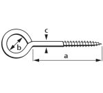 Vis à anneau, 30 x 12 x 3,8 mm, filetage partiel, noir