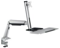 Poste de travail assis-debout, pour 1 écran, argent