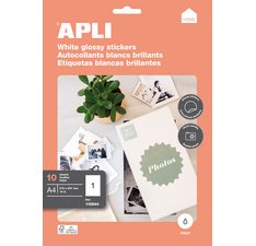 Etiquette photo brillante, 210 x 297 mm, blanc