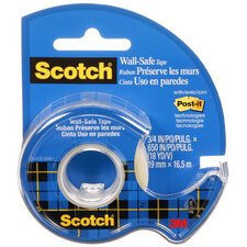 Dévidoir adhésif Scotch transparent Wall Safe repositionnable - Largeur 19 mm x longuer 16,5 m