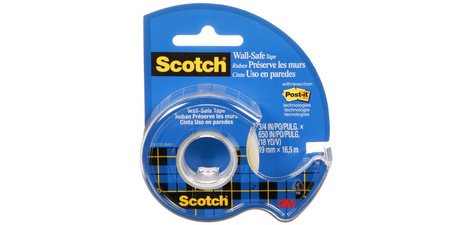 Dévidoir adhésif Scotch transparent Wall Safe repositionnable - Largeur 19 mm x longuer 16,5 m