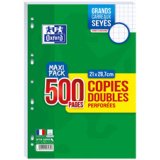 Copies doubles perforées, A4, seyès, MAXI PACK