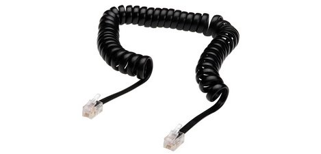 Spiral telephone cord, RJ10, 4.0 m