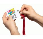 Bezoekersbadge 'VISITOR BADGE', film, wit