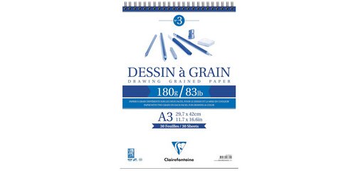 Bloc spiralé papier dessin à Grain, A4