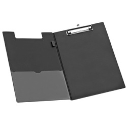 Porte-bloc à pince, A4, revêtement PVC, noir
