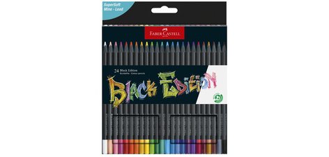 FABER-CASTELL Crayon de couleur Black Edition, étui de 36