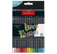 FABER-CASTELL Crayon de couleur Black Edition, étui de 50