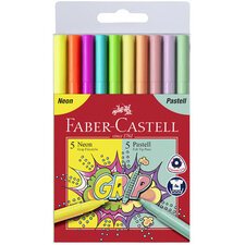 FABER-CASTELL Feutres GRIP fluo  pastel, étui de 10