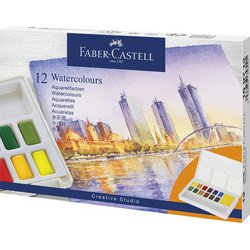 FABER-CASTELL Peinture aquarelle en godets, étui de 12