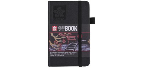 Sakura Skizzenbuch 90x140mm 140g 80 schwarze Blätter schwarz