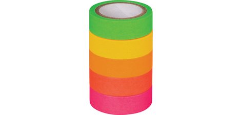 Ruban adhésif décoratif 'Arc-en-ciel fluo', mat