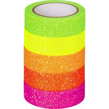 Decoratieve tape 'Regenboog fluorescent', glinsterend