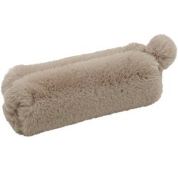 De_trousse 'fluffy', en peluche, marron clair