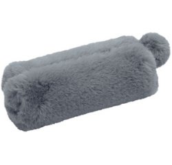 En_trousse 'fluffy', en peluche, gris bleu