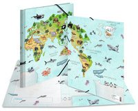 Chemise à élastiques 'Mappmonde des animaux', A4