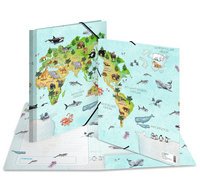 Elastiekmap 'Wereldkaart dieren' A4