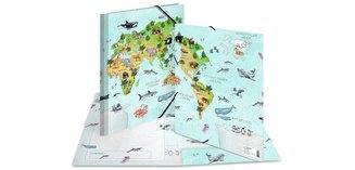Elasticated folder 'Animal World Map', A4
