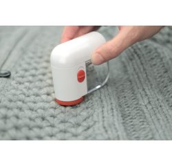 Mini rasoir anti-peluches, sans câble, blanc/rouge