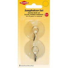 Crochet ventouse, set de 2, plastique, transparent