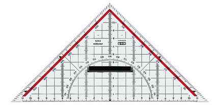 Equerre géométrique, plexiglas, hypoténuse: 230 mm