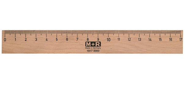 Règle en bois, 400 mm, hêtre, avec insert métallique