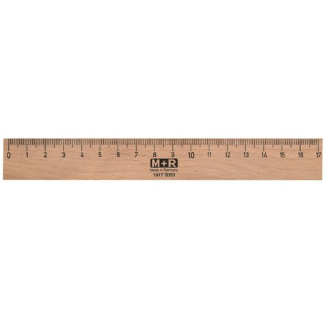 Règle en bois, 170 mm, hêtre, avec insert métallique