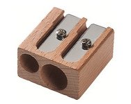Taille-crayon duo, en bois, forme de bloc