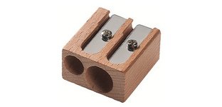 Taille-crayon duo, en bois, forme de bloc