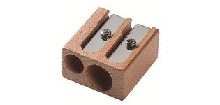 Taille-crayon duo, en bois, forme de bloc